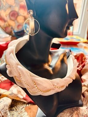 Luxury Braided Chiffon & Crystal Statement Headband EUC #wedding #sheesh #OOAK